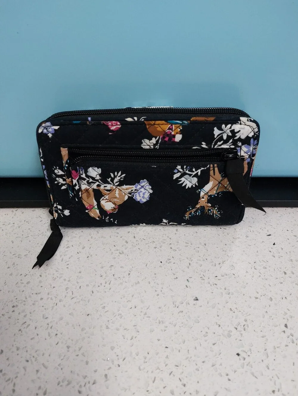 Vera Bradley Turnlock Wallet Merry Mischief Black NWOT